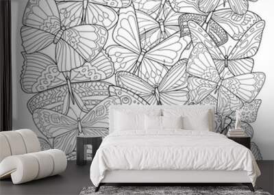 Many different patterns of butterflies for your coloring book Wall mural