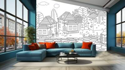 panorama of cityscape for your coloring book Wall mural