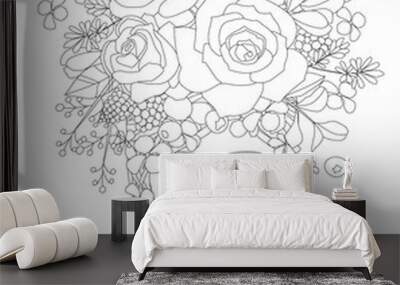 portrait of fashion graceful girl. floral hairstyle with roses f Wall mural