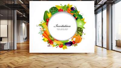 Round frame with fresh vegetables for your design Wall mural