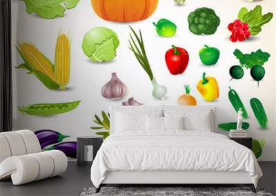 set of fresh vegetables for your design Wall mural