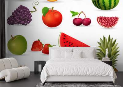 Set of juicy fruit isolated Wall mural