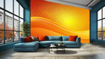 Abstract modern orange yellow white banner background gradient color. Yellow and orange gradient with circle halftone pattern curve wave decoration.
 Wall mural