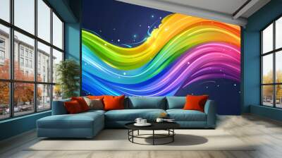 Colored olympic games rainbow wave isolated - vector Wall mural