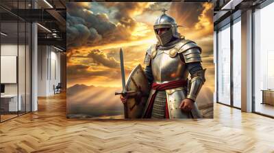 Ephesians 61314 depicts the armor of God for spiritual warfare. Concept Biblical Armor of God, Spiritual Warfare, Ephesians 6,13-14, Christian Faith, Scriptural Insights Wall mural