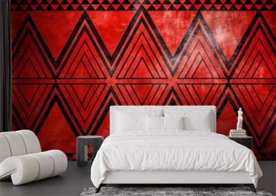 fondo rojo abstracto con bordes grunge negros, formas triangulares en capas transparentes rojas con ángulos y diseño de patrones geométricos en un diseño de fondo moderno y elegante Wall mural