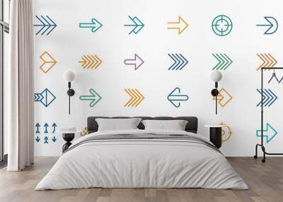 Line Arrow vector icon set in thin line style. Wall mural