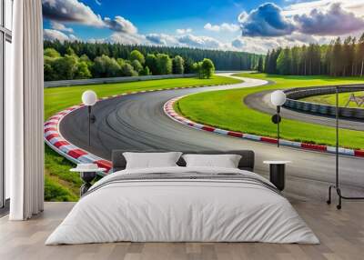 Motor sport asphalt race track with a turn Wall mural