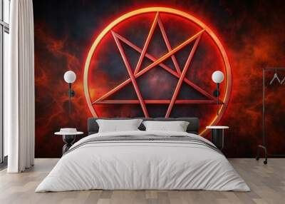 Reversed Pentagram symbol, Satanic sign Wall mural