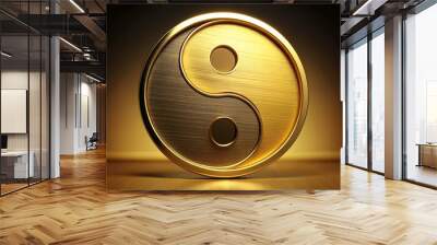 Taoism Symbol, gold Yin Yang mandala of Tao faith Wall mural