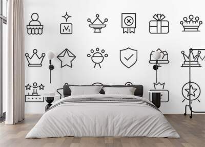 Vip related icons: thin vector icon set, black and white kit Wall mural