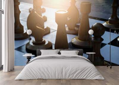 chess pieces on a chessboard Wall mural