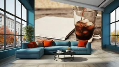 Iced coffee on stone background. Summer cold drink. Wall mural