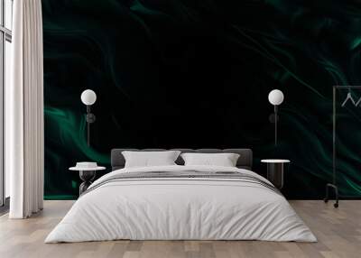 Amazing abstract dark green texture. 3d vertical banner emerald royal color. Oil marble picture with glowing effect. Wavy fluid trendy modern background. Ad summer tropical sale. Fresh design frame BG Wall mural