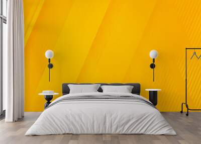 Bright sunny yellow dynamic abstract background. Modern orange 3d diagonal lines. Trendy elegant business banner. Fast moving 3d lines with soft shadow. Minimal modern simple blank. Diamond pattern Wall mural