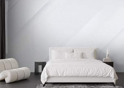 White luxury background with grey shadow diagonal stripes. Light elegant dynamic abstract BG. Trendy geometric neumorphism. Universal minimal 3d sale modern backdrop. Amazing deluxe business template Wall mural