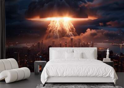 nuclear weapon with mushroom cloud Wall mural