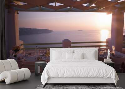 Wedding table on a sunset. Island. Paradise Wall mural