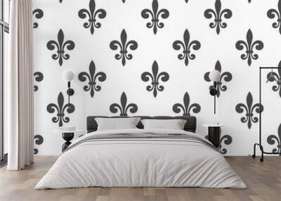 seamless pattern with fleur-de-lis on a white background. graphics for wallpaper, wrapping, fabric,  Wall mural