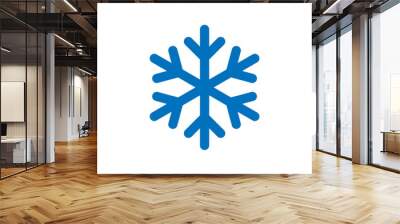 Snowflake sign. Blue Snowflake icon isolated on white background. Snow flake silhouette. Symbol of snow, holiday, cold weather, frost. Winter design element. Vector illustration Wall mural