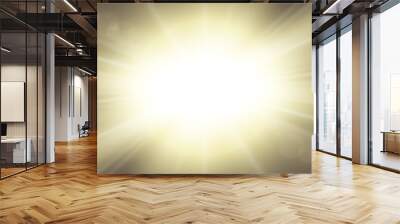 Sun rays. Starburst bright effect, isolated on dark background. Gold light star flash. Abstract shine beams. Vibrant magic sparkle explosion. Glowing burst, lens effect. Vector illustration Wall mural