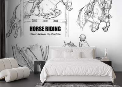 illustration of horse riding. Wall mural