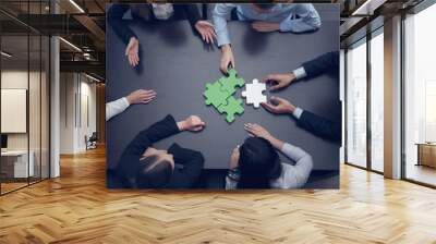 Business people assembling puzzle Wall mural