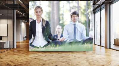 business people practicing yoga Wall mural