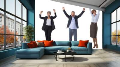 Business people raising arms Wall mural