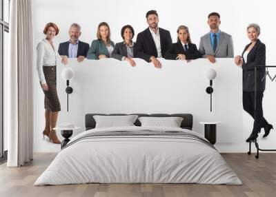 Business people with blank banner Wall mural