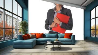 Business woman with red folder Wall mural