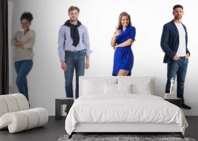 Collection of casual people on white Wall mural