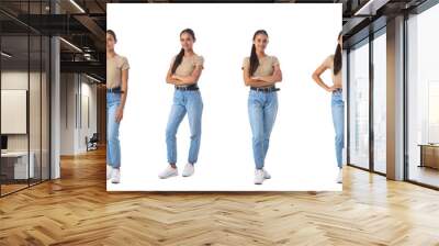 Full length portraits of young woman Wall mural