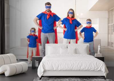 Portrait of family superhero Wall mural