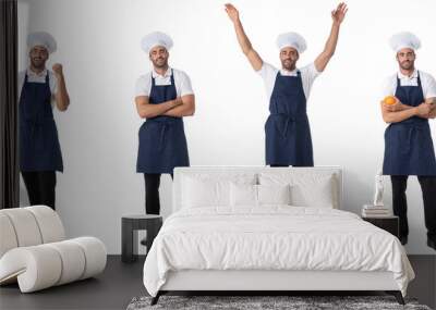 Portraits of chef cook on white Wall mural