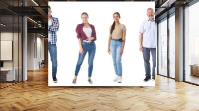 Set portrait of people on white Wall mural