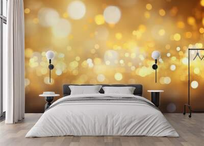 Abstract golden light and yellow light with bokeh background. Out of focus light in festival at night time. Wall mural