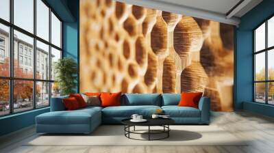 Abstract natural texture wood carving wall. Classic and elegant wooden wallpaper interior design Wall mural