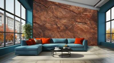 Brown rock texture. Rough mountain surface. Abstract stone granite background. Wall mural