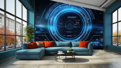 Hologram hud infographic for digital user interface. Analysis or control hologram panel, futuristic technology UI screen. Wall mural