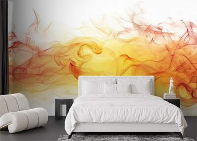 Intense flames in red and yellow isolated on white background Wall mural