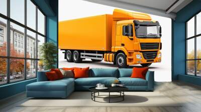 Modern yellow truck logistic and delivery for international cargo isolated on white background. Wall mural