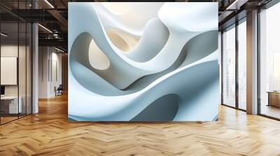 Abstract minimalist shapes, neutral tones, smooth edges, soft shadows, futuristic technology Wall mural