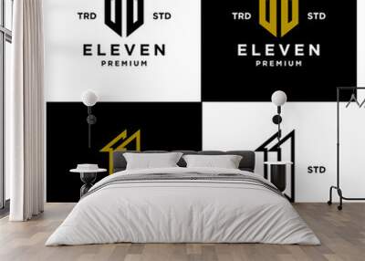 Eleven Initial number 11 icon design logo minimal template Wall mural