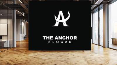 anchor with letter a modern logo icon design vector illustration Wall mural