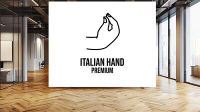 italian pinecone hand gesture line logo icon design vector illustration Wall mural