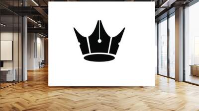 King pen writer vector flat illustration template. This design use crown symbol as nobility logo. Wall mural