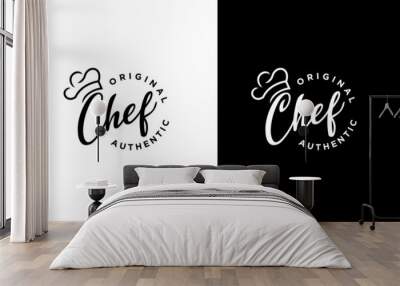 kitchen chef logo badge design Wall mural