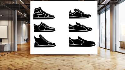 set collection Comfortable shoes collection isolated on white background. Sport wear sneakers, footwear for sport and casual look vector illustration. Wall mural