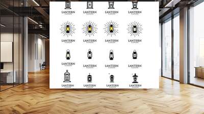 set collection lantern lamp old black logo icon design illustration Wall mural